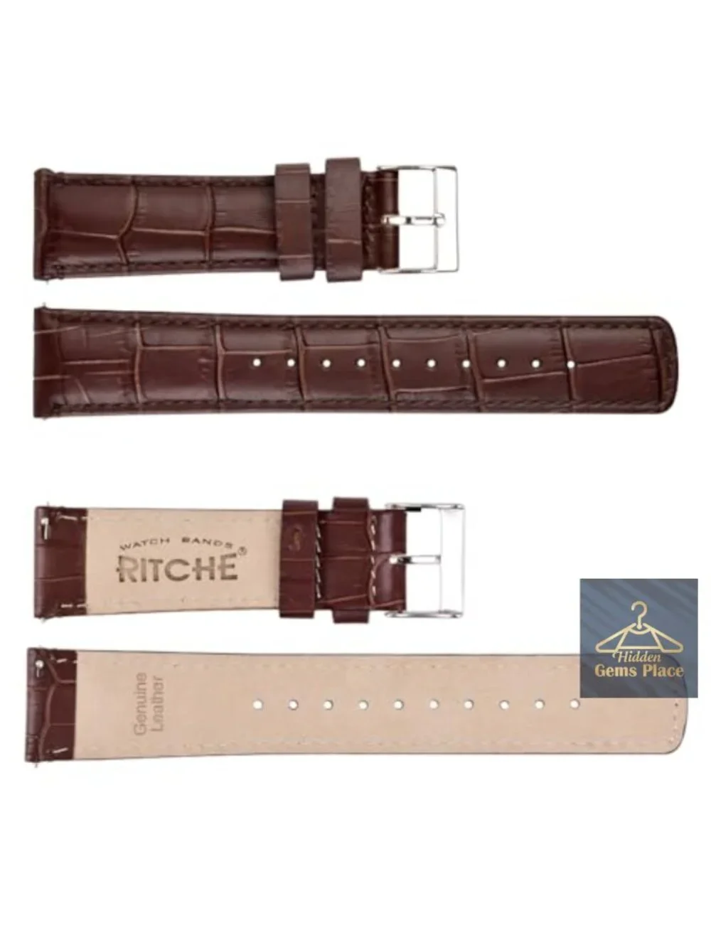 Genuine Leather Quick Release Watch Band, Cowhide Strap for Samsung Galaxy